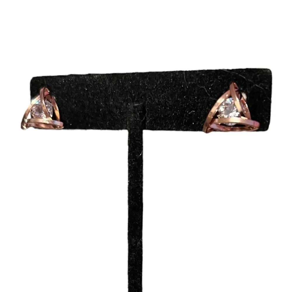 ⭐️3/$25⭐️ Brand New Rose Gold Tone CZ Triangular Stud Earrings